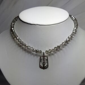 Silver Aurora Borealis Christian Necklace